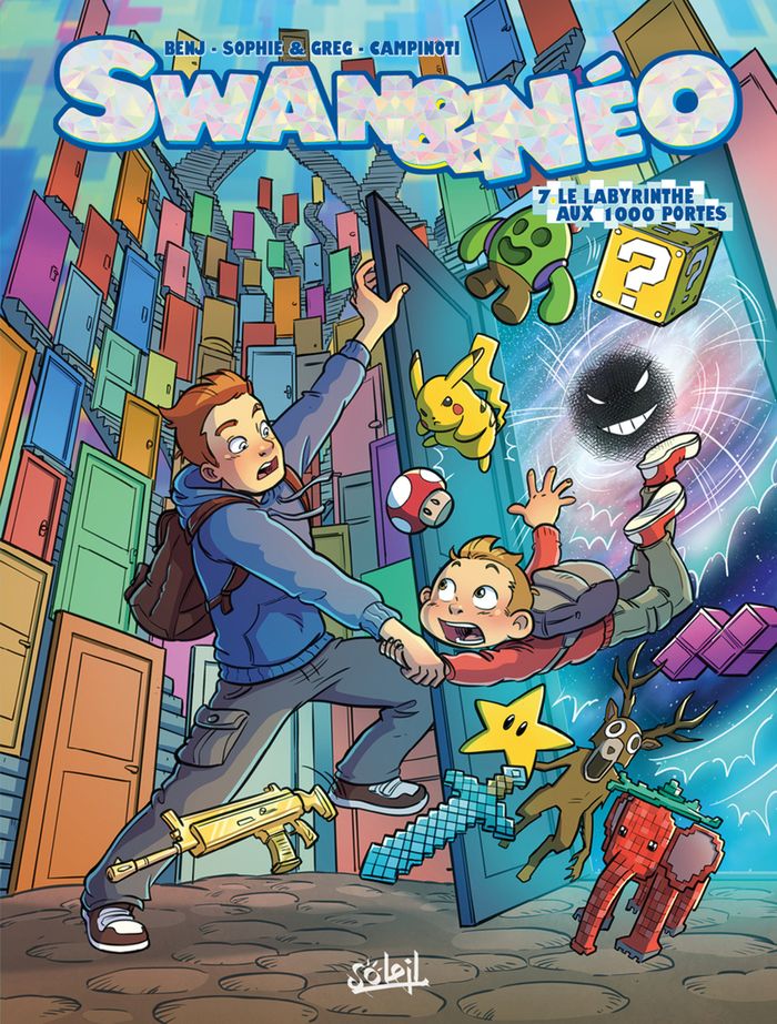 Couverture du livre « SWAN ET NEO T07 - LE LABYRINTHE AUX 1000 PORTES » de Benj/sophie Et Greg, librairie Les Contes Infusés à Corte