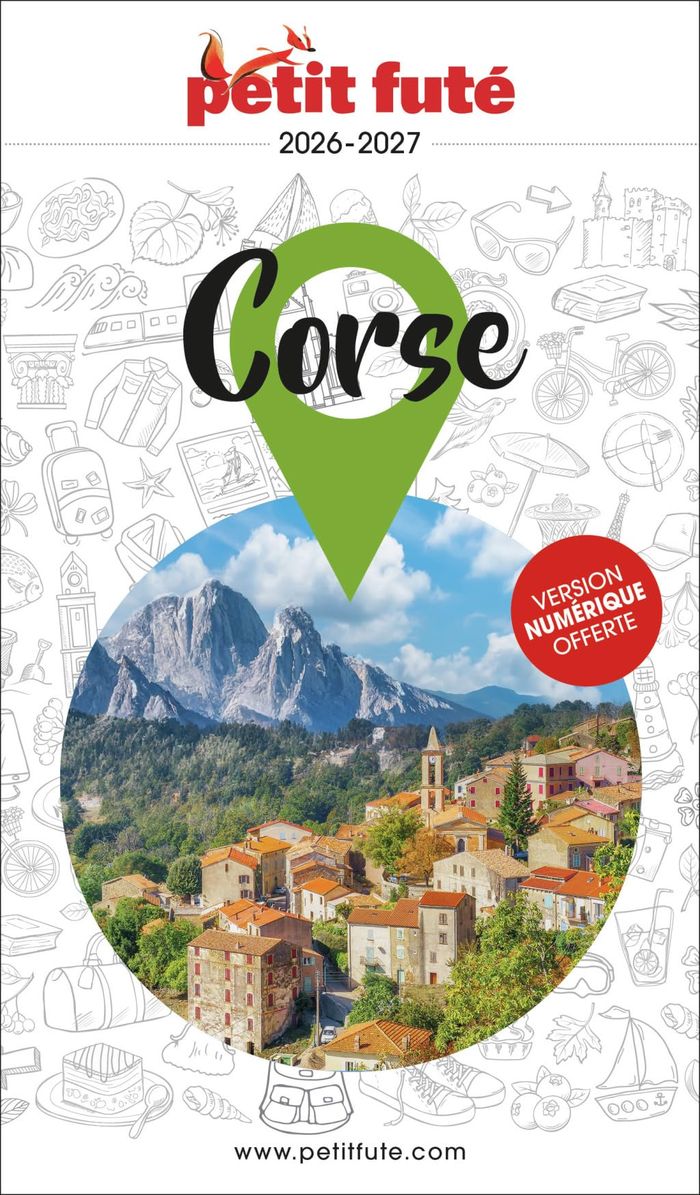 Couverture du livre « GUIDE CORSE 2026 PETIT FUTE », librairie Les Contes Infusés à Corte