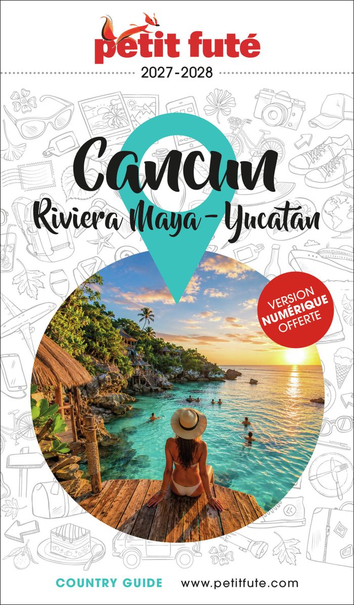 Couverture du livre « GUIDE CANCUN - LA RIVIERA MAYA / PENINSULE DU YUCATAN 2027/2028 PETIT FUTE » de Auzias/labourdette, librairie Les Contes Infusés à Corte