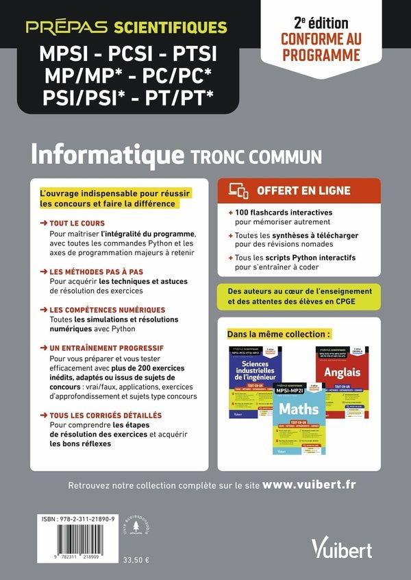Quatrième de couverture de « Informatique : tronc commun »