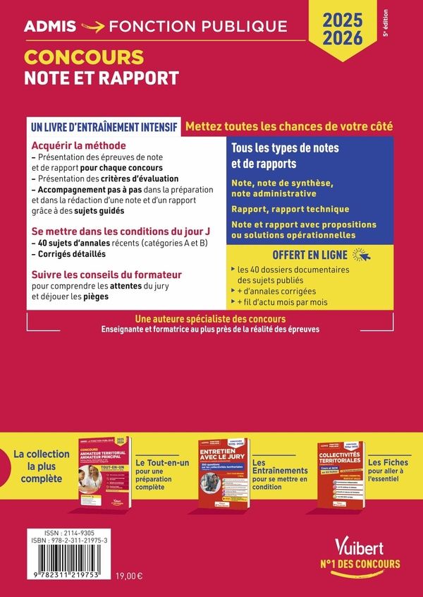 Quatrième de couverture de « Note et rapport : note de synthèse, note administrative, rapport, propositions opérationnelles »