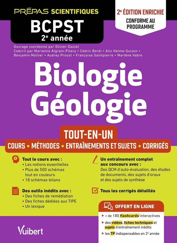 Couverture du livre « Biologie, géologie : tout-en-un, cours, méthodes, entraînements et sujets, corrigés » de ouvrage collectif coordonné par Olivier Dautel, librairie Les Contes Infusés à Corte