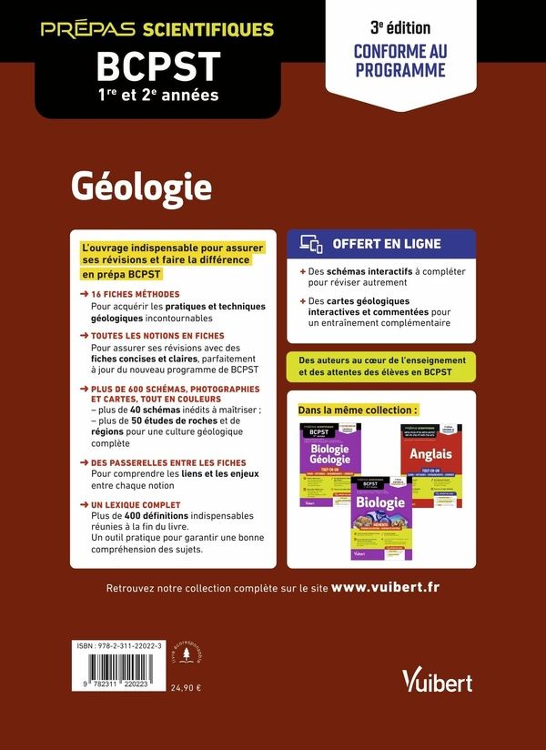 Quatrième de couverture de « Géologie : mémento, fiches méthodes, résumés des notions, schémas de synthèse »