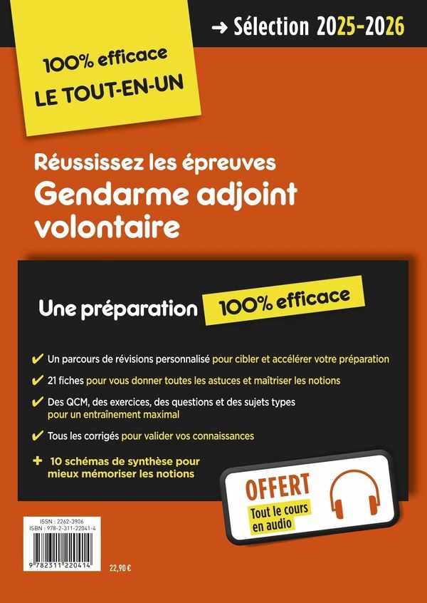 Quatrième de couverture de « Gendarme adjoint volontaire : concours 2025-2026 »