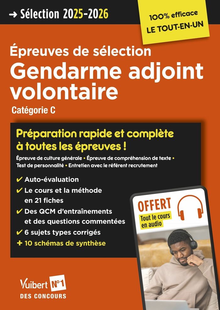 Couverture du livre « Gendarme adjoint volontaire : concours 2025-2026 » de François Lavedan, librairie Les Contes Infusés à Corte