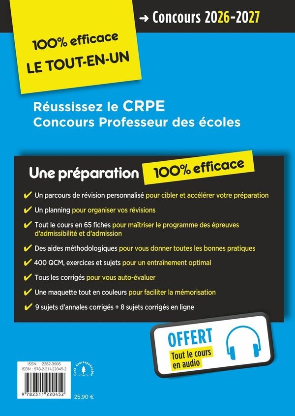 Quatrième de couverture de « CRPE, professeur des écoles »