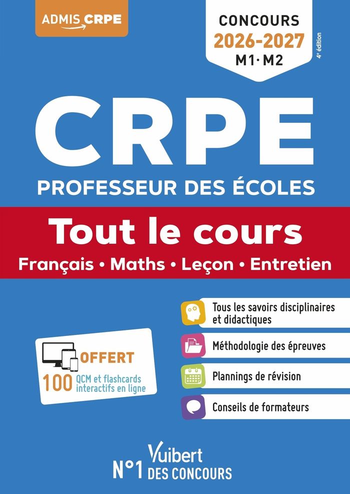 Couverture du livre « CRPE, professeur des écoles : tout le cours, français, maths, leçon, entretien » de Éric Greff, librairie Les Contes Infusés à Corte