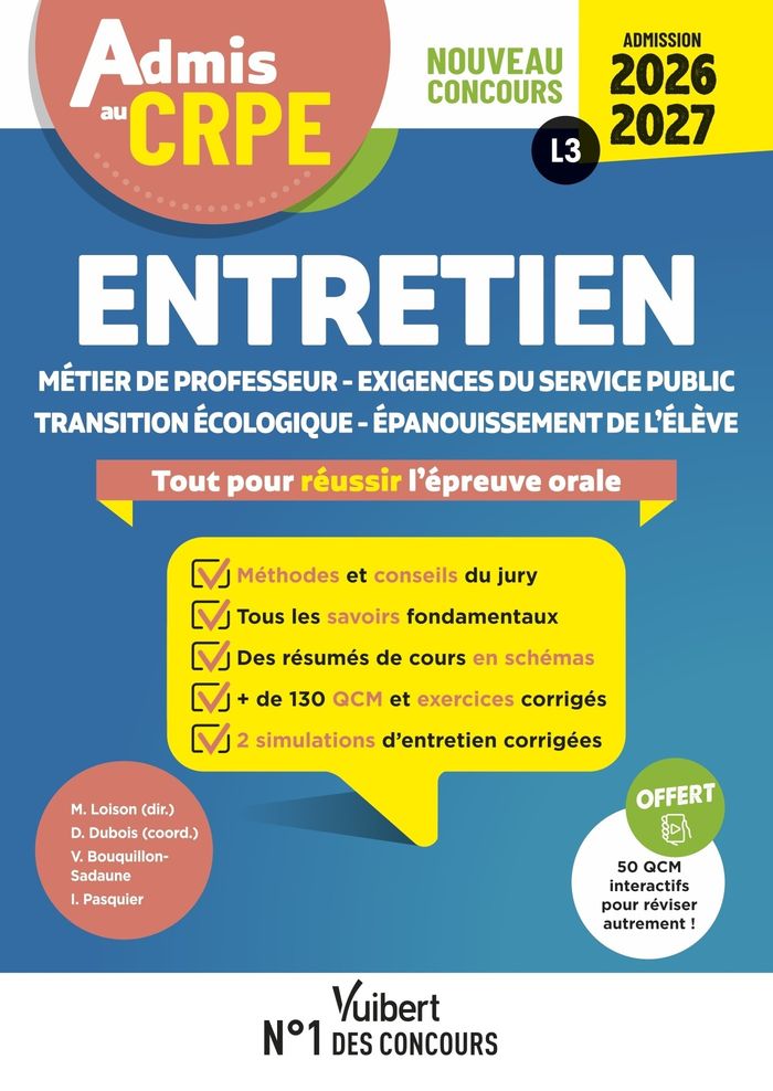 Couverture du livre « Entretien : Métier de professeur - Exigences du service public - Transition écologique - Epanouissement de l'élève » de Marc Loison, librairie Les Contes Infusés à Corte