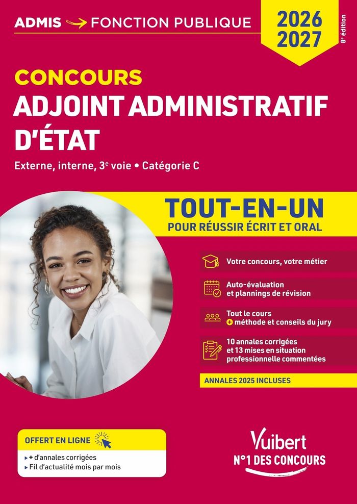 Couverture du livre « Adjoint administratif d'État : externe, interne, 3e voie, catégorie C » de Dominique Herbaut, librairie Les Contes Infusés à Corte