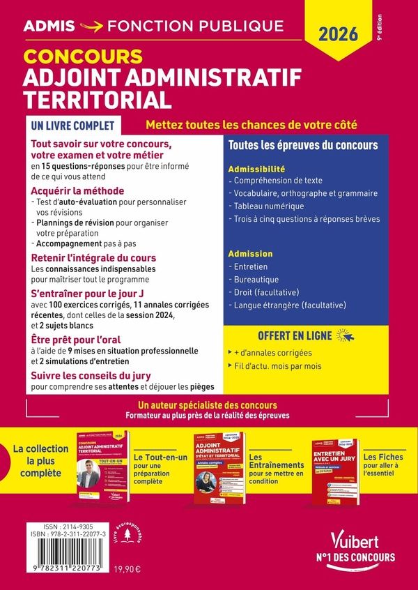 Quatrième de couverture de « Adjoint administratif territorial : concours »