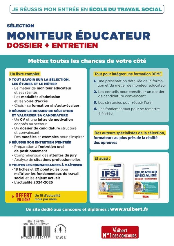 Quatrième de couverture de « Sélection, moniteur éducateur : dossier + entretien »
