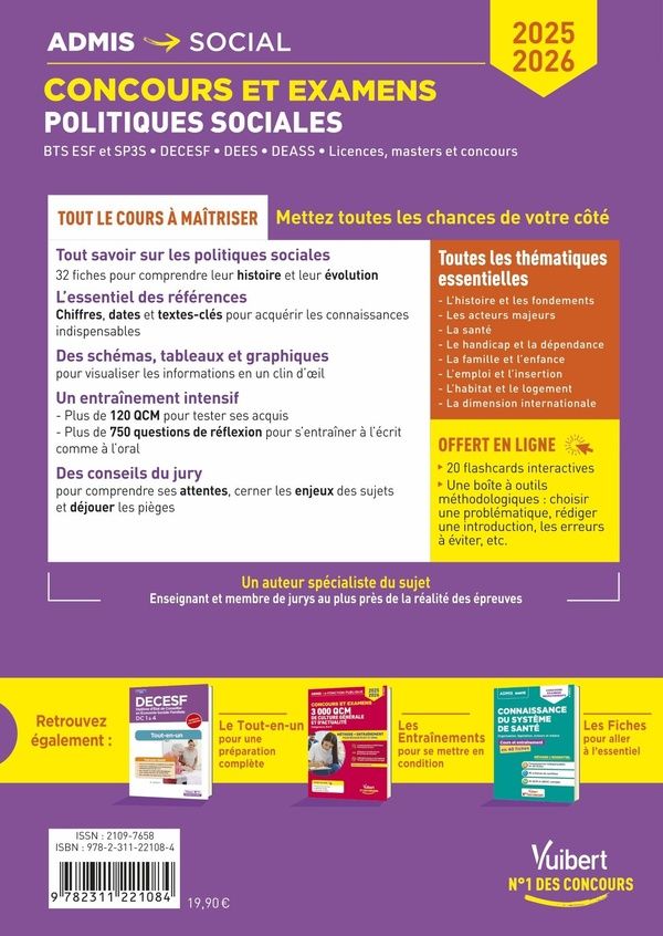 Quatrième de couverture de « Politiques sociales : cours et entraînements »