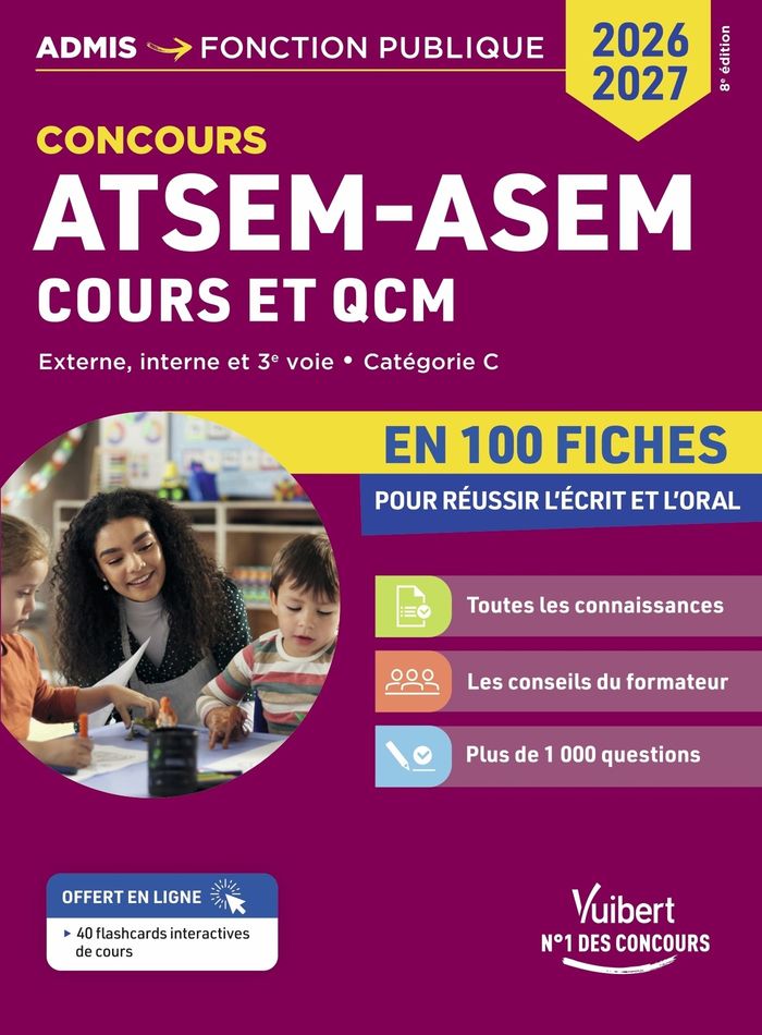Couverture du livre « ATSEM ASEM : externe, interne, 3e voie, catégorie C, en 100 fiches pour réussir l'écrit et l'oral » de Caroline Dubuis, librairie Les Contes Infusés à Corte