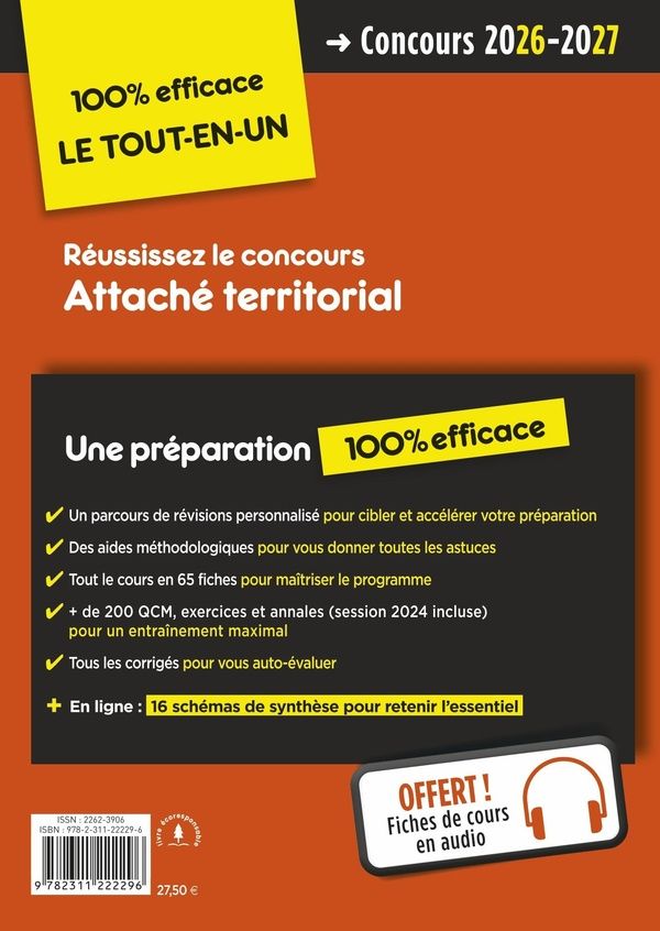 Quatrième de couverture de « Attaché territorial : concours-catégorie A »