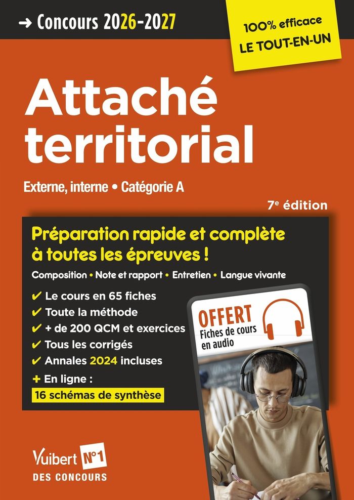 Couverture du livre « Attaché territorial : concours-catégorie A » de Luc Deslandes,... Romain Devaux,... Pierre-Brice Lebrun,... [et al.], librairie Les Contes Infusés à Corte