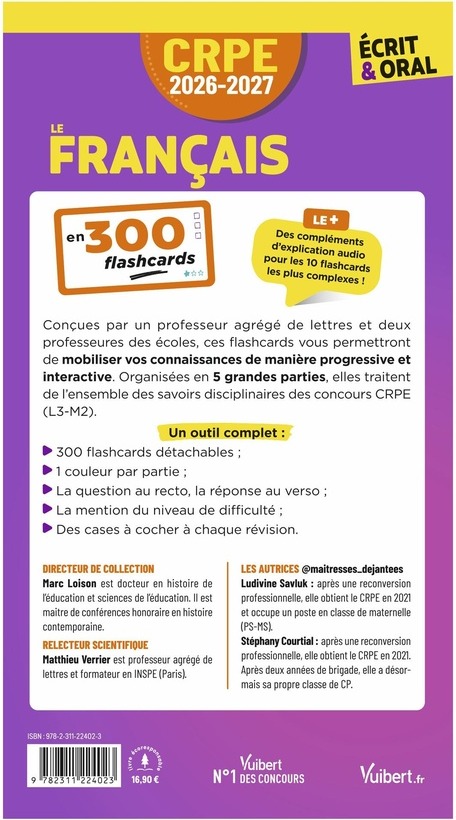 Quatrième de couverture de « Le français : en 300 flashcards pour être prêt le jour J ! »