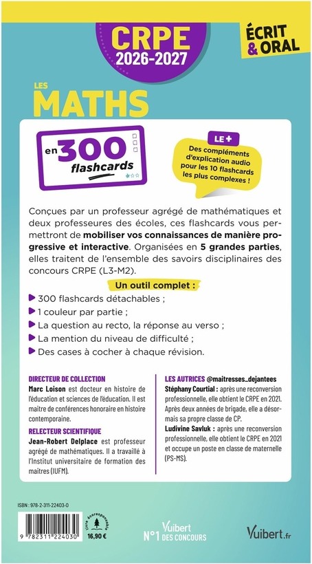 Quatrième de couverture de « Les maths : en 300 flashcards pour être prêt le jour J ! »