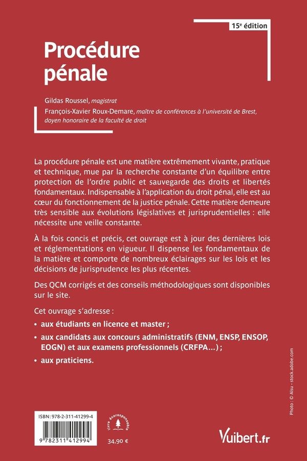 Quatrième de couverture de « Procédure pénale »