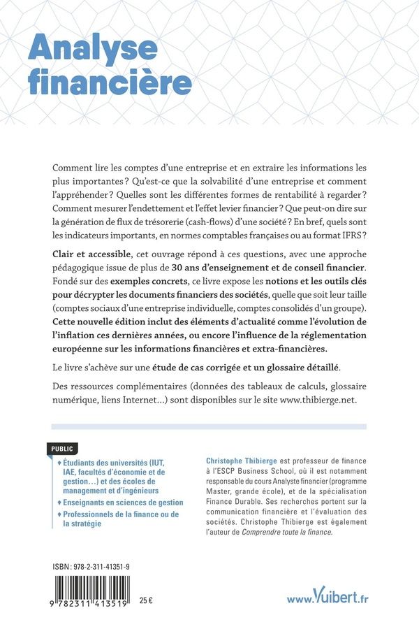 Quatrième de couverture de « Analyse financière »
