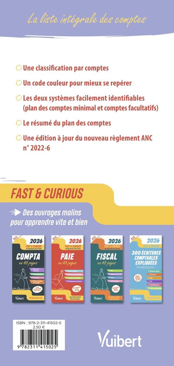 Quatrième de couverture de « Plan comptable général : liste intégrale des comptes »