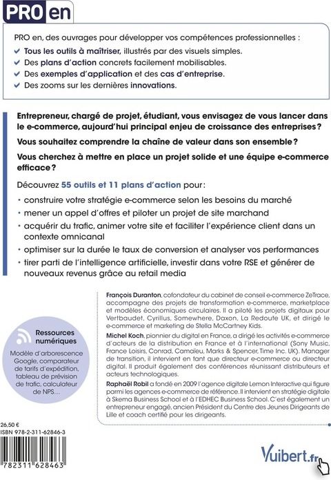 Quatrième de couverture de « E-commerce : 55 outils, 11 plans d'action, 12 ressources numériques »