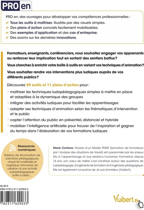 Quatrième de couverture de « Ludopédagogie : 59 outils, 11 plans d'action, 5 ressources numériques »