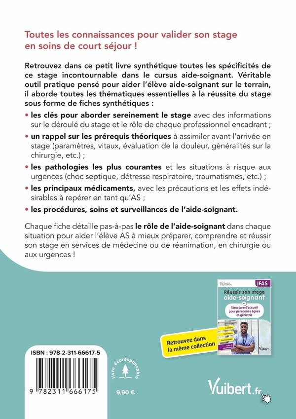 Quatrième de couverture de « Réussir son stage aide-soignant en soins de court séjour »