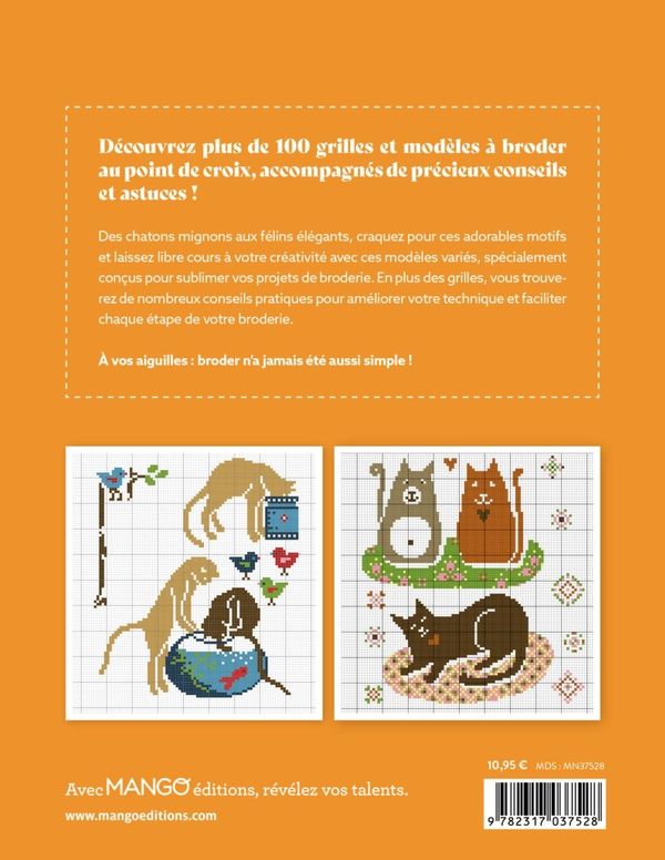 Quatrième de couverture de « Chats : 100 modèles à broder »