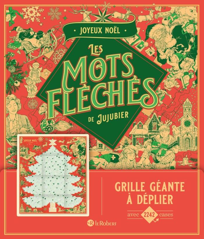Couverture du livre « Joyeux Noël : grille géante à déplier avec 2242 cases » de Jujubier, librairie Les Contes Infusés à Corte