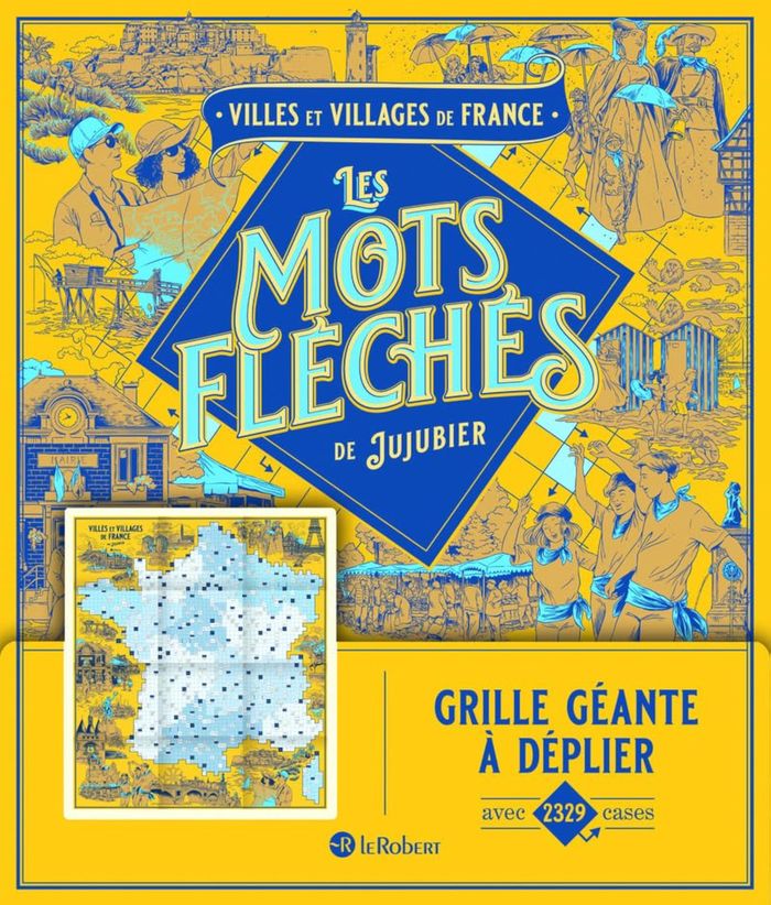 Couverture du livre « Villes et villages de France : grille géante à déplier avec 2329 cases » de Jujubier, librairie Les Contes Infusés à Corte