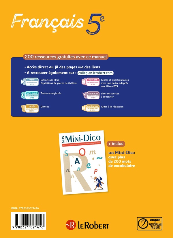 Quatrième de couverture de « Français 5e : nouveau programme 2026 »