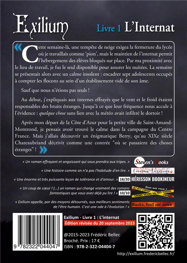 Quatrième de couverture de « EXILIUM - LIVRE 1 : L'INTERNAT - OUBLIEZ TOUT ! REAPPRENEZ TOUT ! »