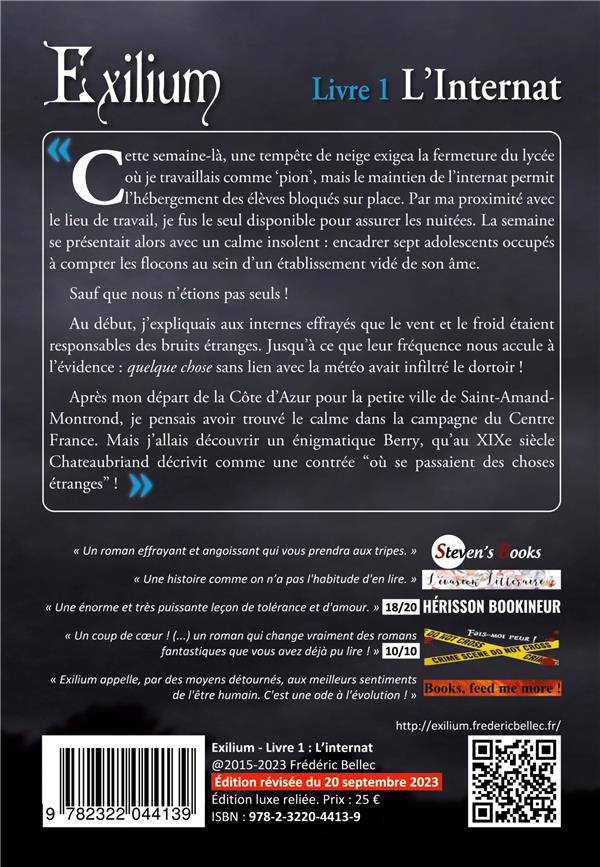 Quatrième de couverture de « EXILIUM - LIVRE 1 : L'INTERNAT (EDITION LUXE) - OUBLIEZ TOUT ! REAPPRENEZ TOUT ! »