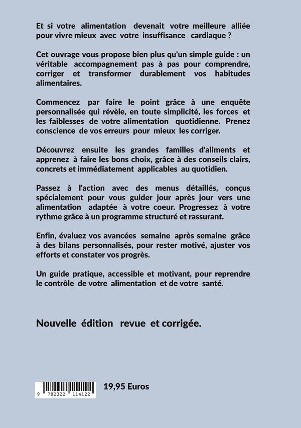 Quatrième de couverture de « QUELLE ALIMENTATION POUR L'INSUFFISANCE CARDIAQUE ? - ILLUSTRATIONS, COULEUR »