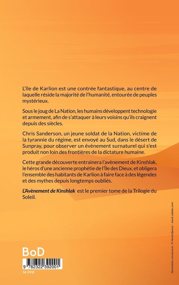 Quatrième de couverture de « L'ILE DES DIEUX - TOME 1 - L'AVENEMENT DE KINSHLAK - ILLUSTRATIONS, COULEUR »