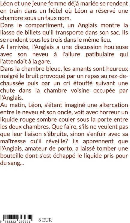 Quatrième de couverture de « La chambre bleue »