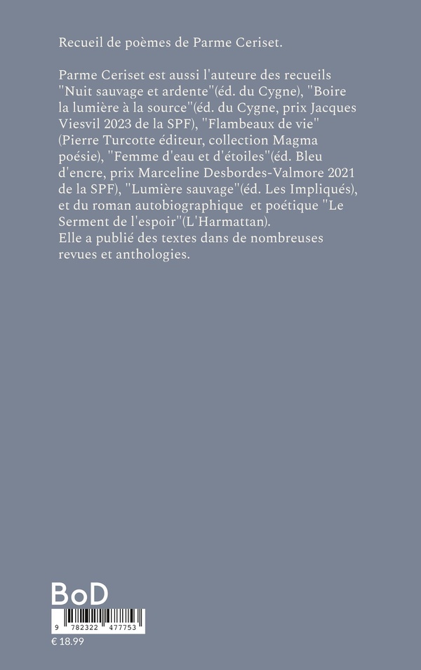 Quatrième de couverture de « A LA LUEUR DE NOS NUITS »