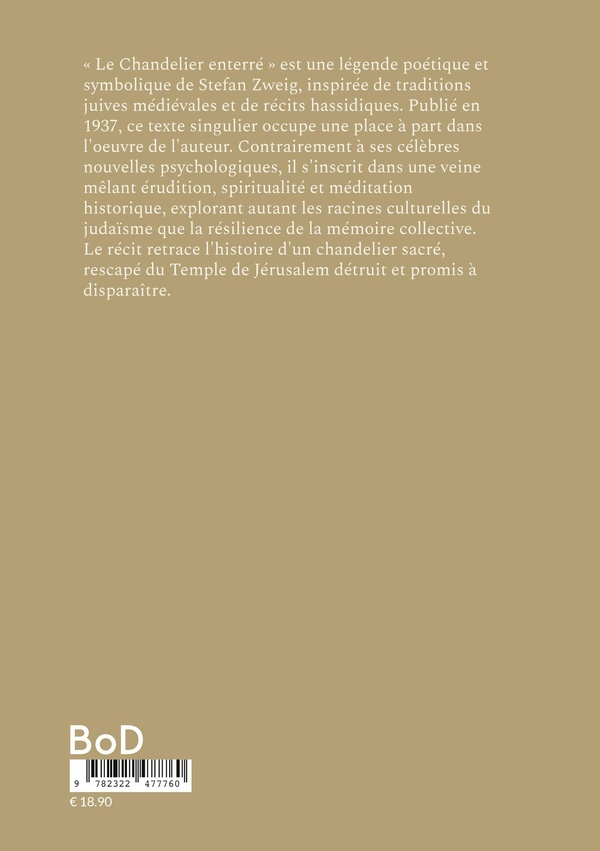 Quatrième de couverture de « Le chandelier enterré : une légende spirituelle et poétique sur la mémoire, l'exil et la lumière de l'espérance »