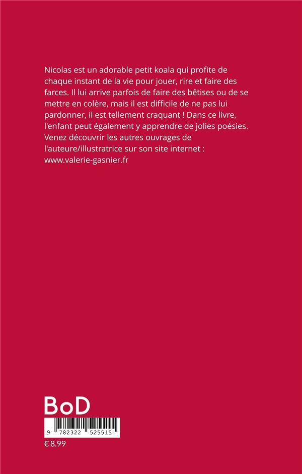 Quatrième de couverture de « NICOLAS, UN ADORABLE PETIT KOALA - ILLUSTRATIONS, COULEUR »