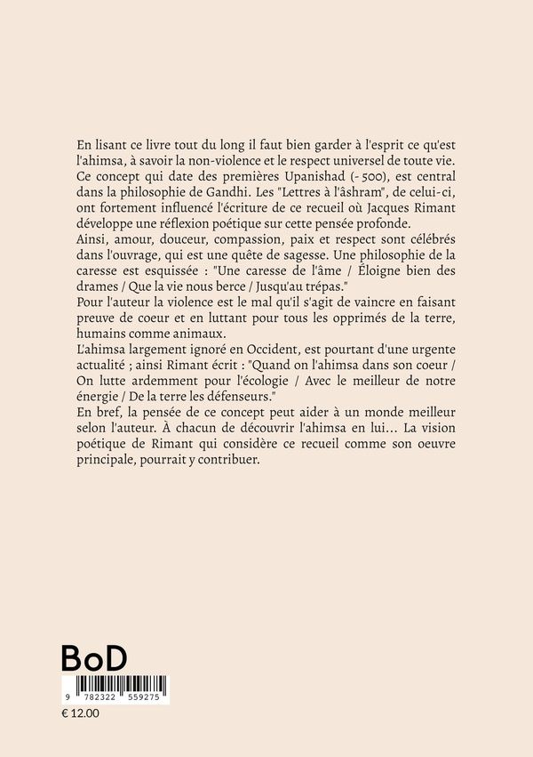 Quatrième de couverture de « L'esprit de l'ahimsa »