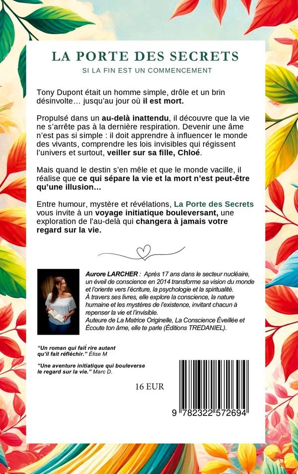Quatrième de couverture de « La porte des secrets : si la fin est un commencement »