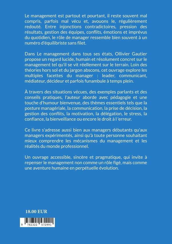Quatrième de couverture de « LE MANAGEMENT DANS TOUS SES ETATS »