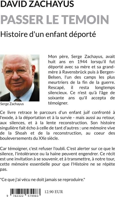 Quatrième de couverture de « Passer le témoin »