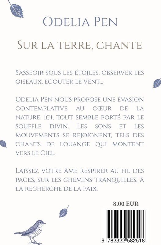 Quatrième de couverture de « Sur la terre, chante : recueil de poèmes »