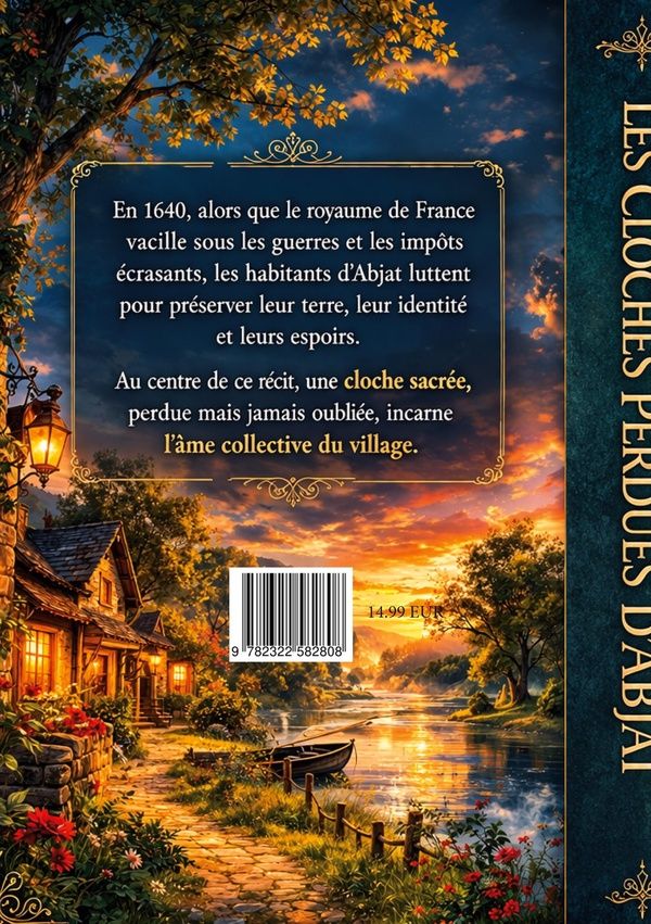 Quatrième de couverture de « LES CLOCHES PERDUES D'ABJAT, OU L'OMBRE D'UNE MALEDICTION »