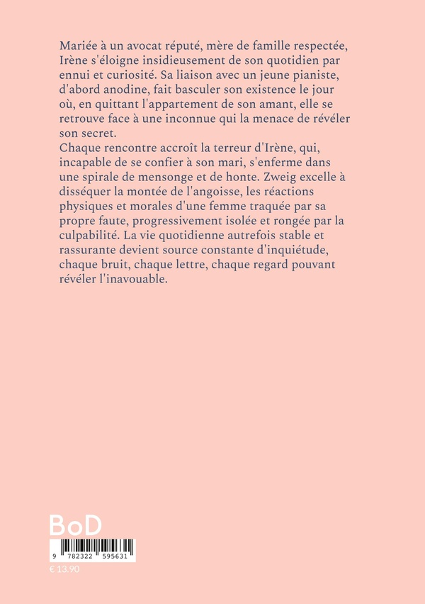 Quatrième de couverture de « La peur : Une nouvelle psychologique sur la peur adultère »