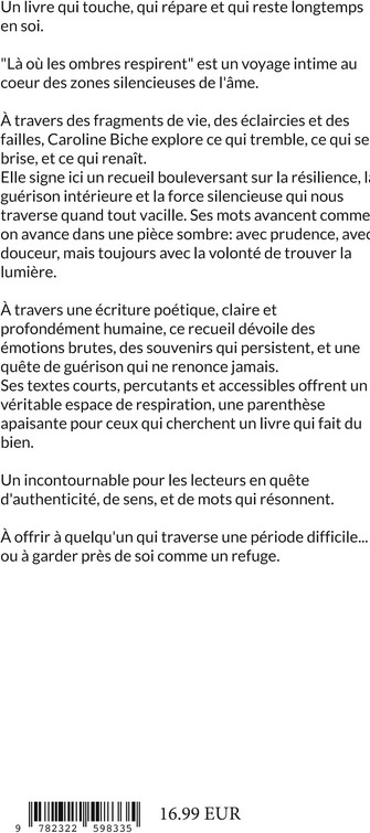 Quatrième de couverture de « LA OU LES OMBRES RESPIRENT - CE QUE LA LUMIERE A LAISSE EN MOI - ILLUSTRATIONS, COULEUR »