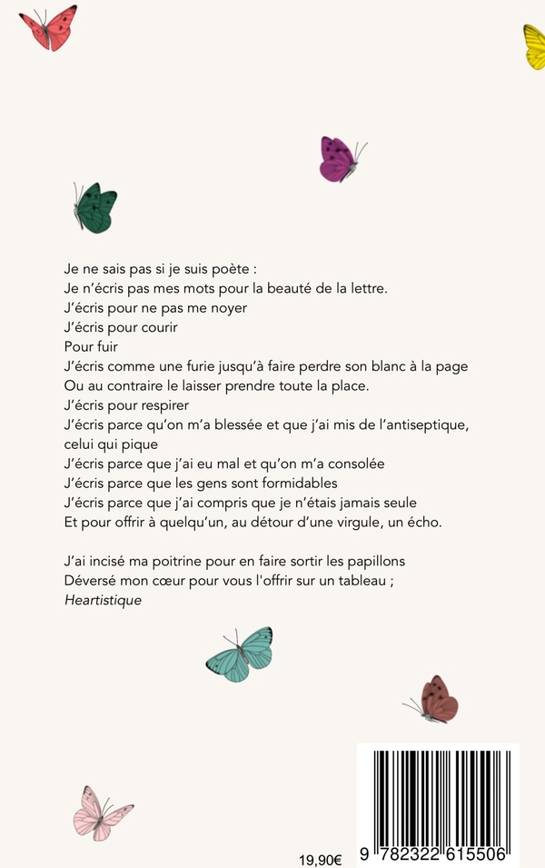 Quatrième de couverture de « HEARTISTIQUE - RECUEIL DE POEMES »