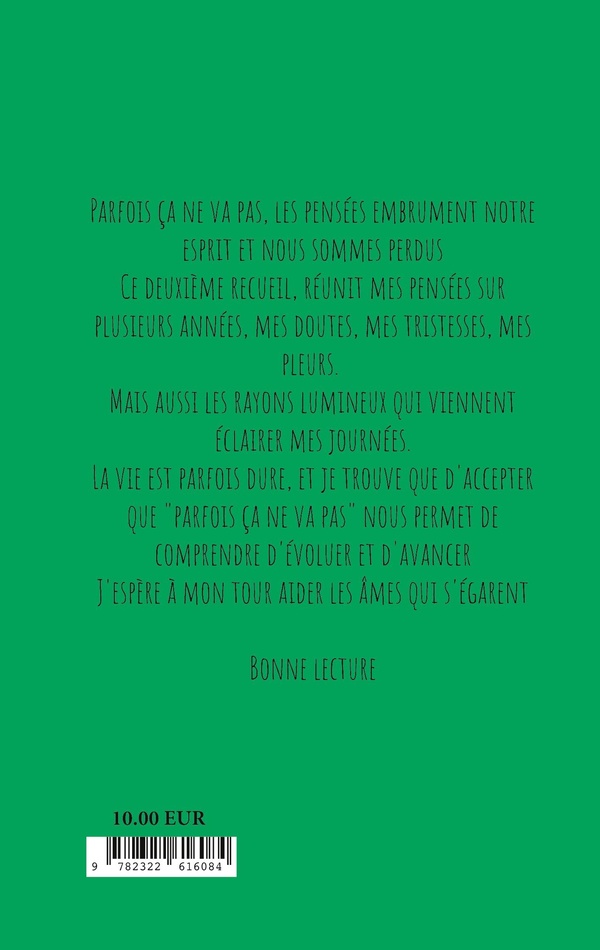 Quatrième de couverture de « PARCE QUE PARFOIS CA NE VA PAS »