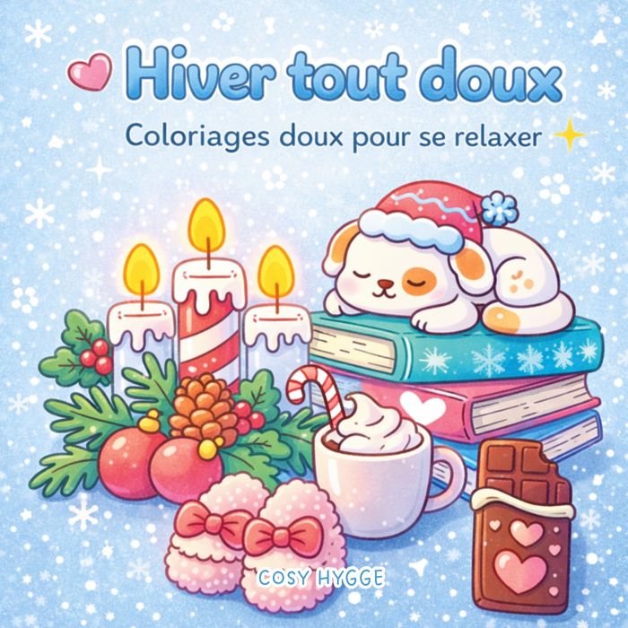 Couverture du livre « HIVER TOUT DOUX - COLORIAGES DOUX POUR SE RELAXER » de Cosy Hygge, librairie Les Contes Infusés à Corte